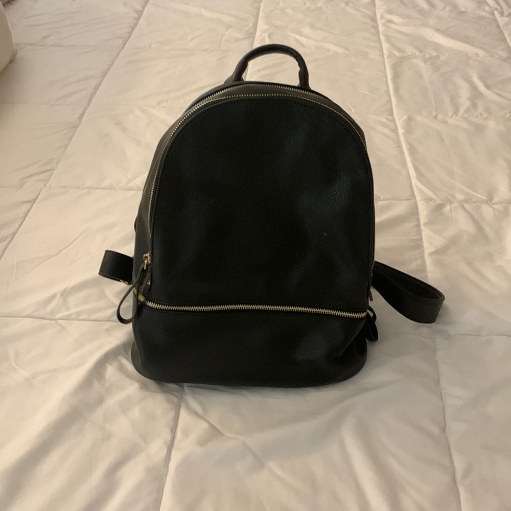 JustFab Faux Leather Mini Backpack, Black